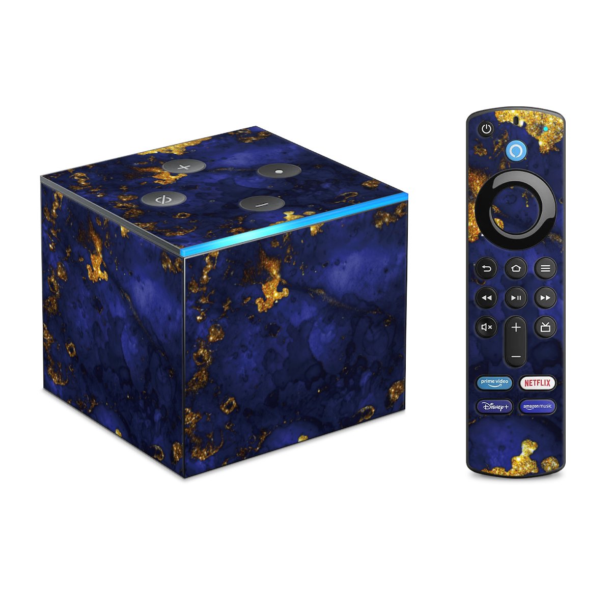 Blauwe en gouden marmerlook