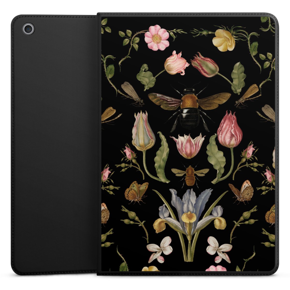 Fleurs Sauvages et Abeilles Fond Noir