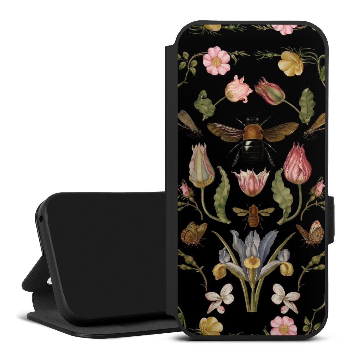 Fleurs Sauvages et Abeilles Fond Noir