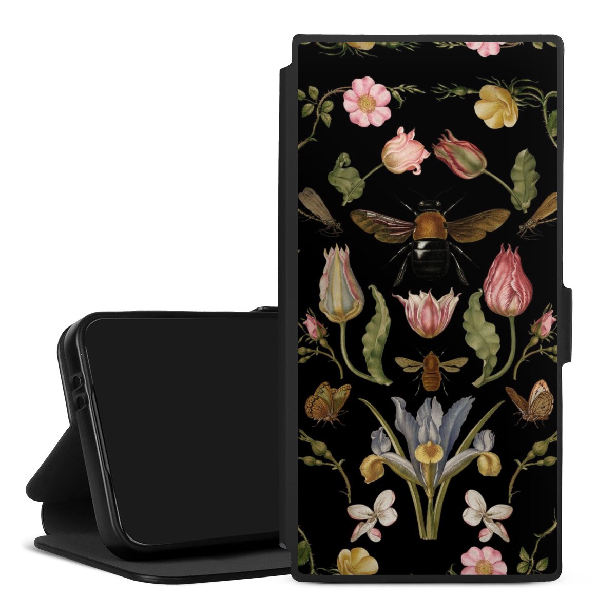 Fleurs Sauvages et Abeilles Fond Noir