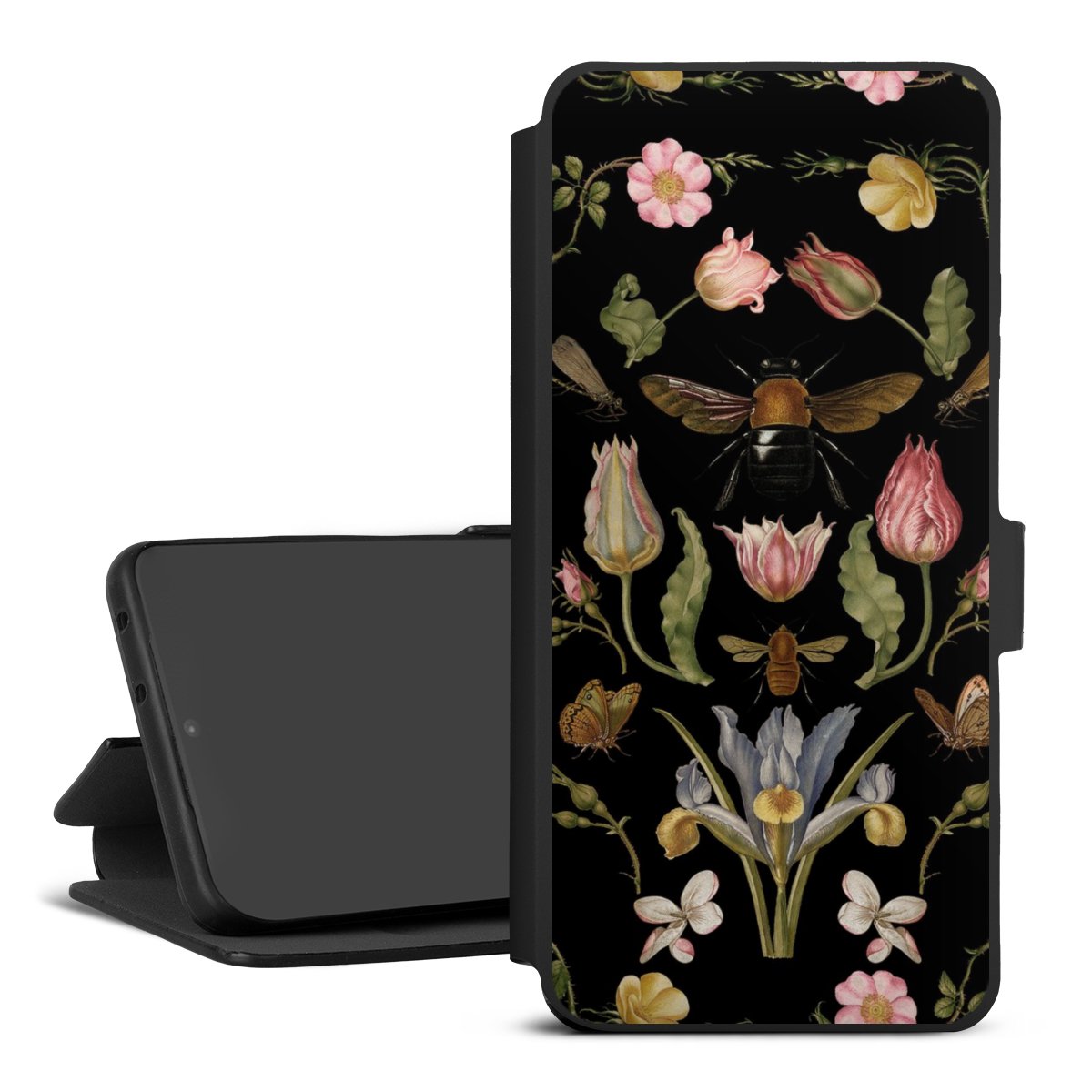 Fleurs Sauvages et Abeilles Fond Noir