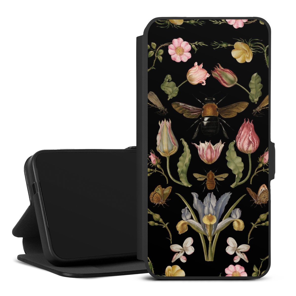 Fleurs Sauvages et Abeilles Fond Noir