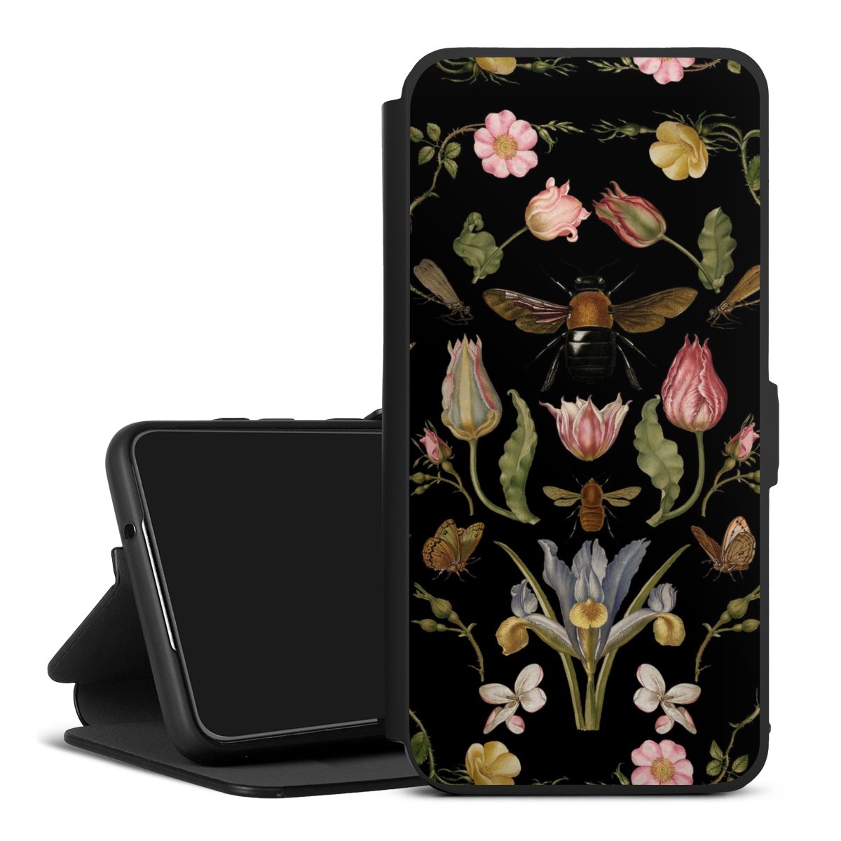 Fleurs Sauvages et Abeilles Fond Noir