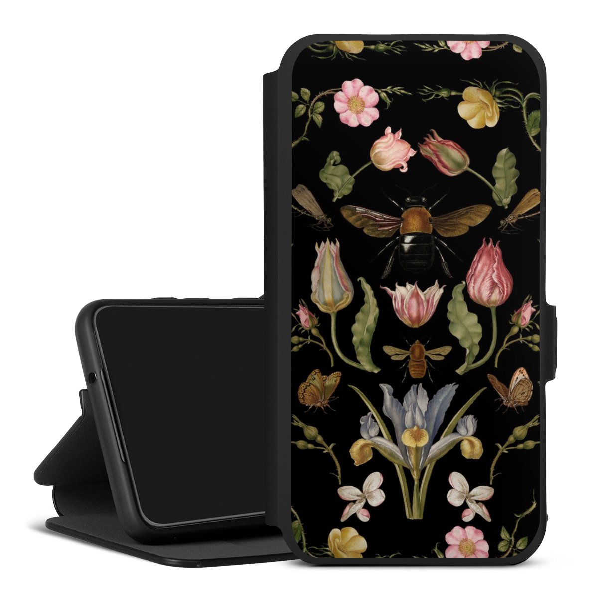 Fleurs Sauvages et Abeilles Fond Noir