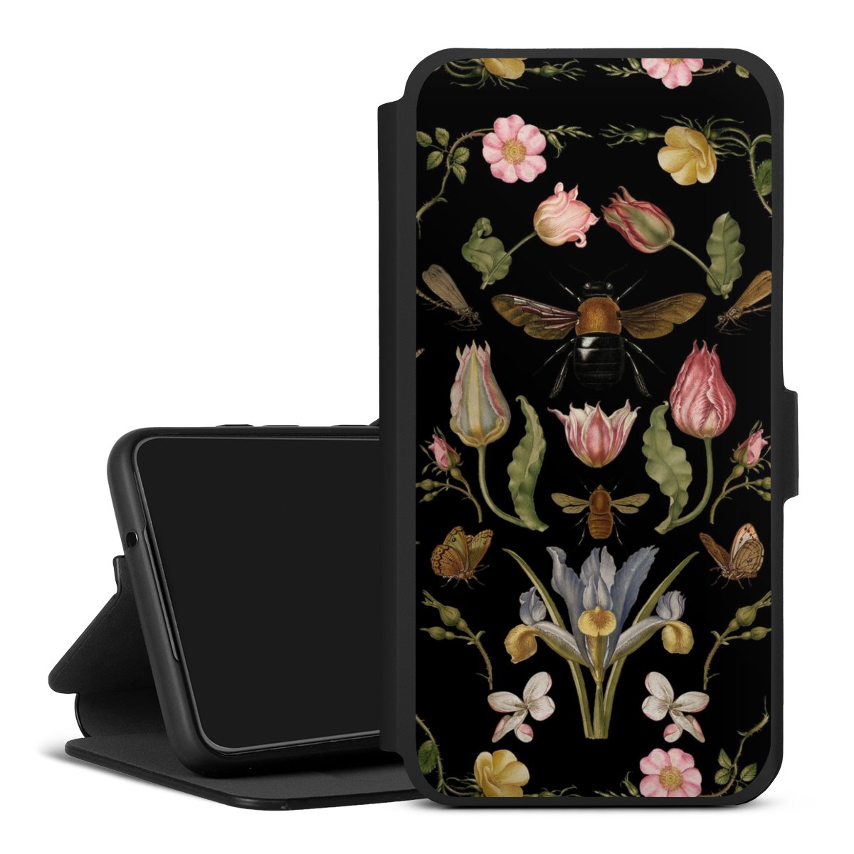 Fleurs Sauvages et Abeilles Fond Noir