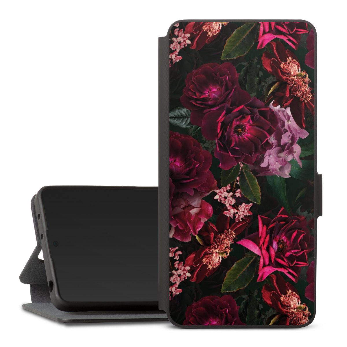 Fleurs rouge foncé et roses