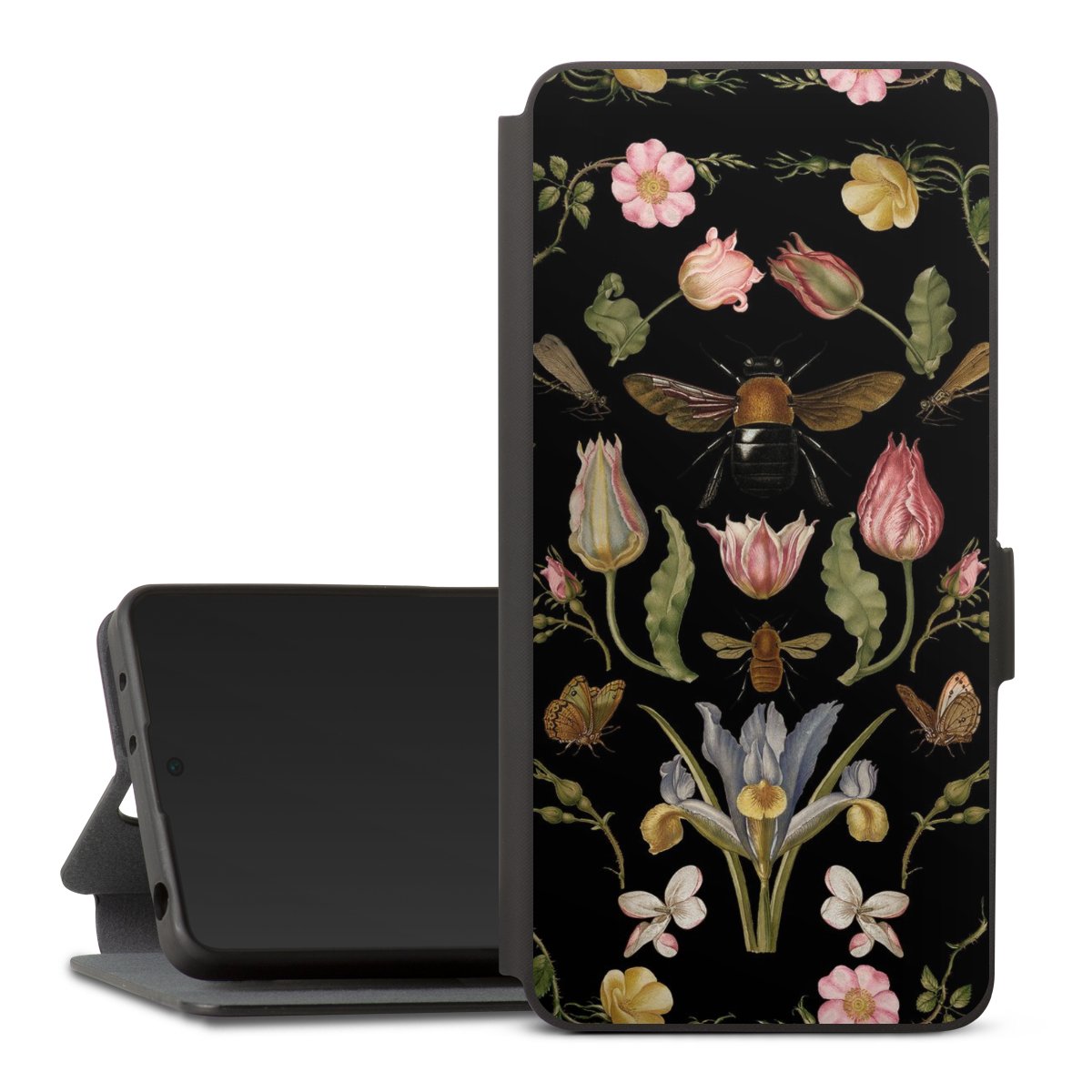 Fleurs Sauvages et Abeilles Fond Noir