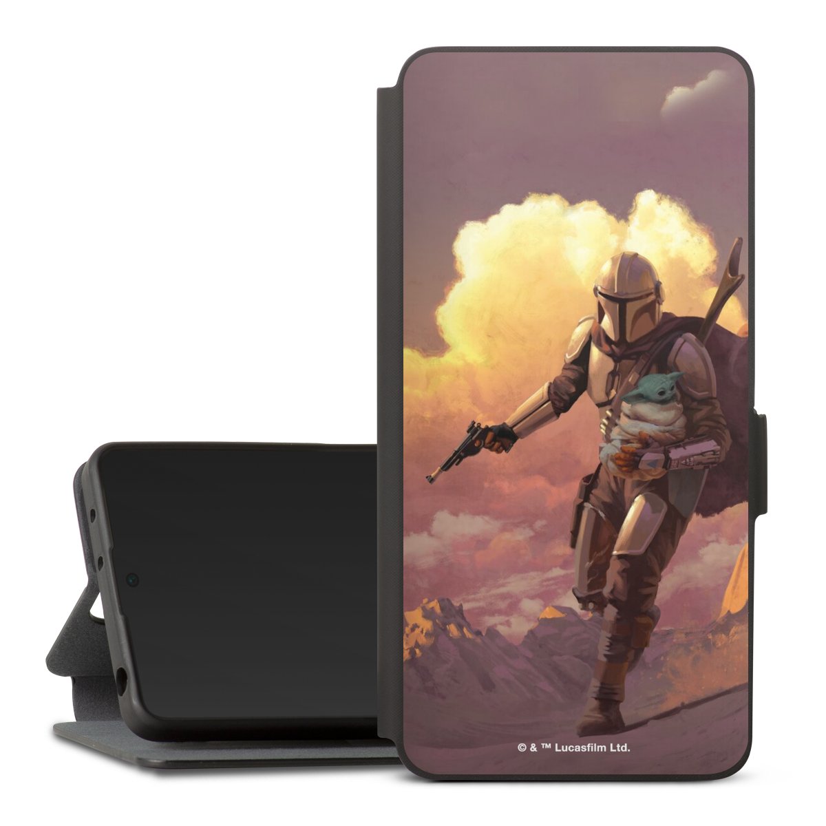 Les nuages ​​du coucher du soleil Mandalorien et Grogu