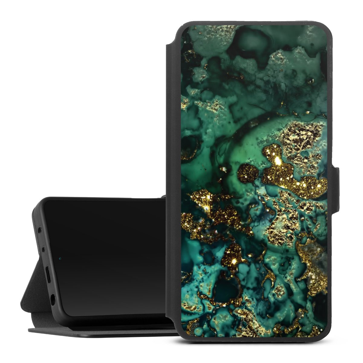 Aspetto marmorizzato ciano glitterato