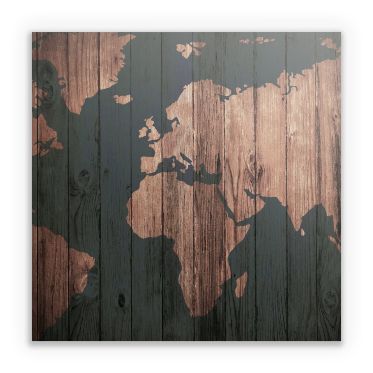 Carte du Monde Effet bois