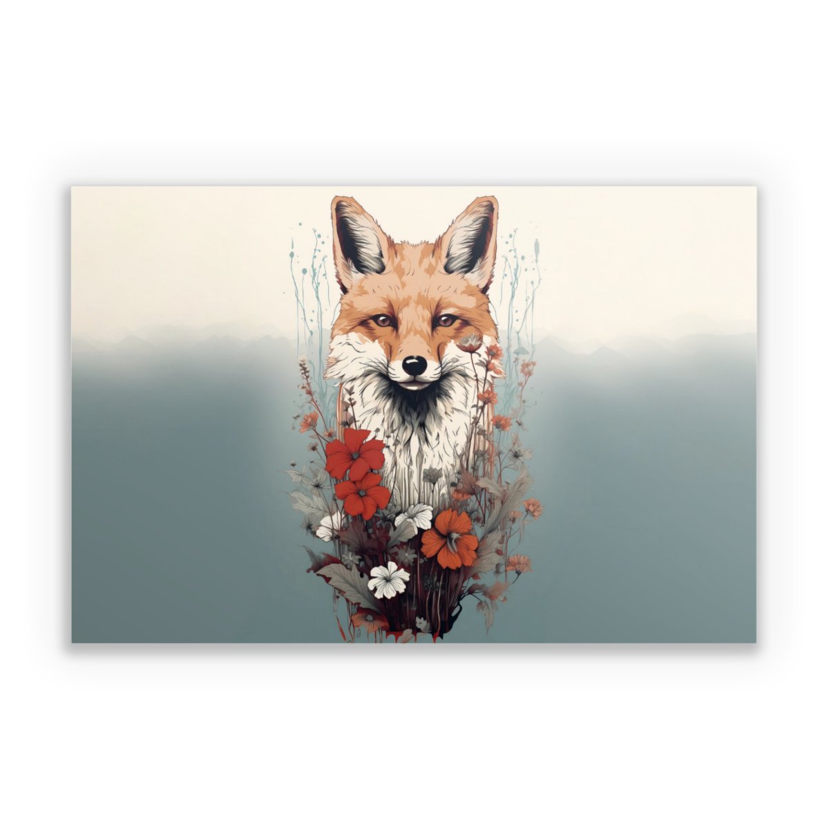 Renard avec des fleurs