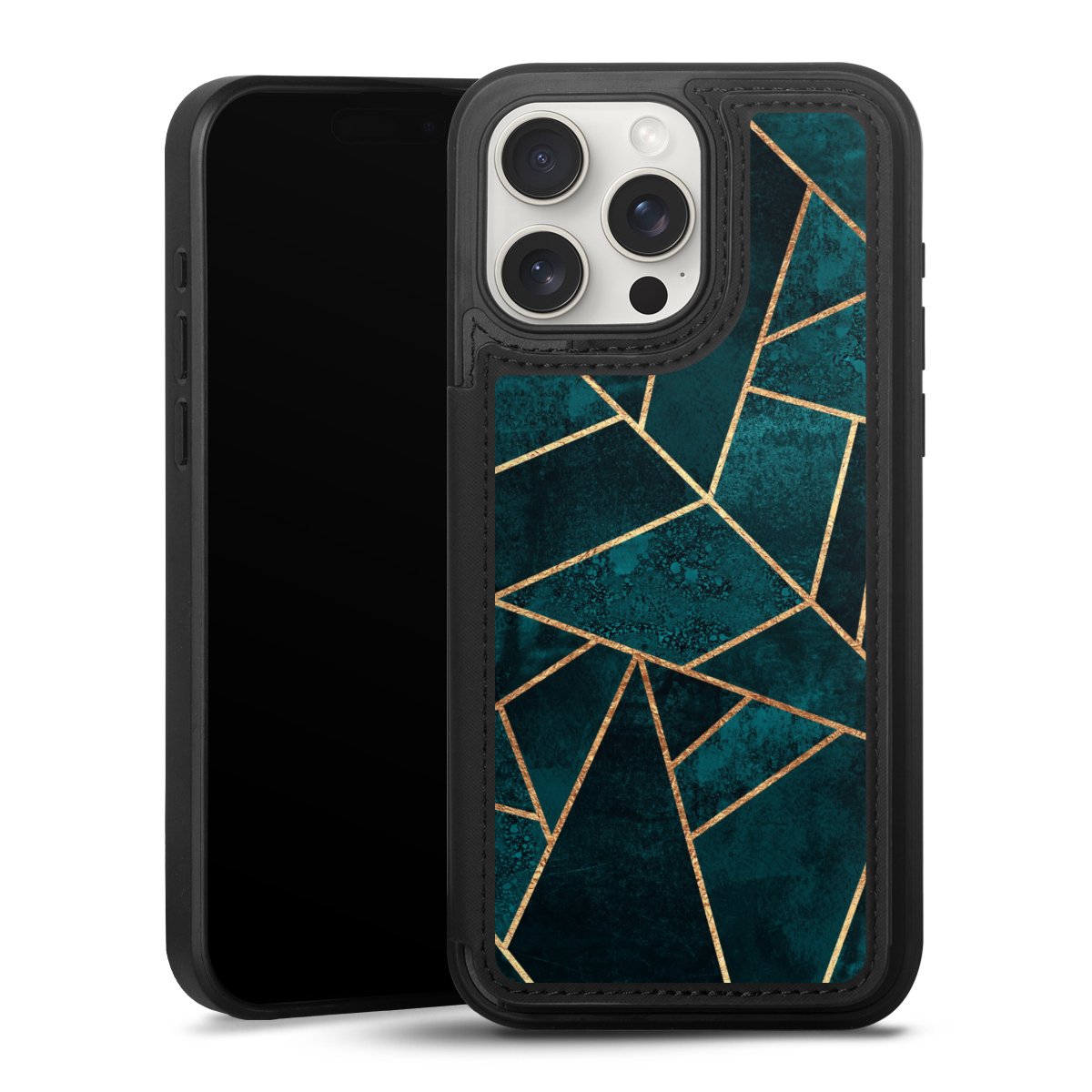 Tief Blaugrün Stein Gold Druck