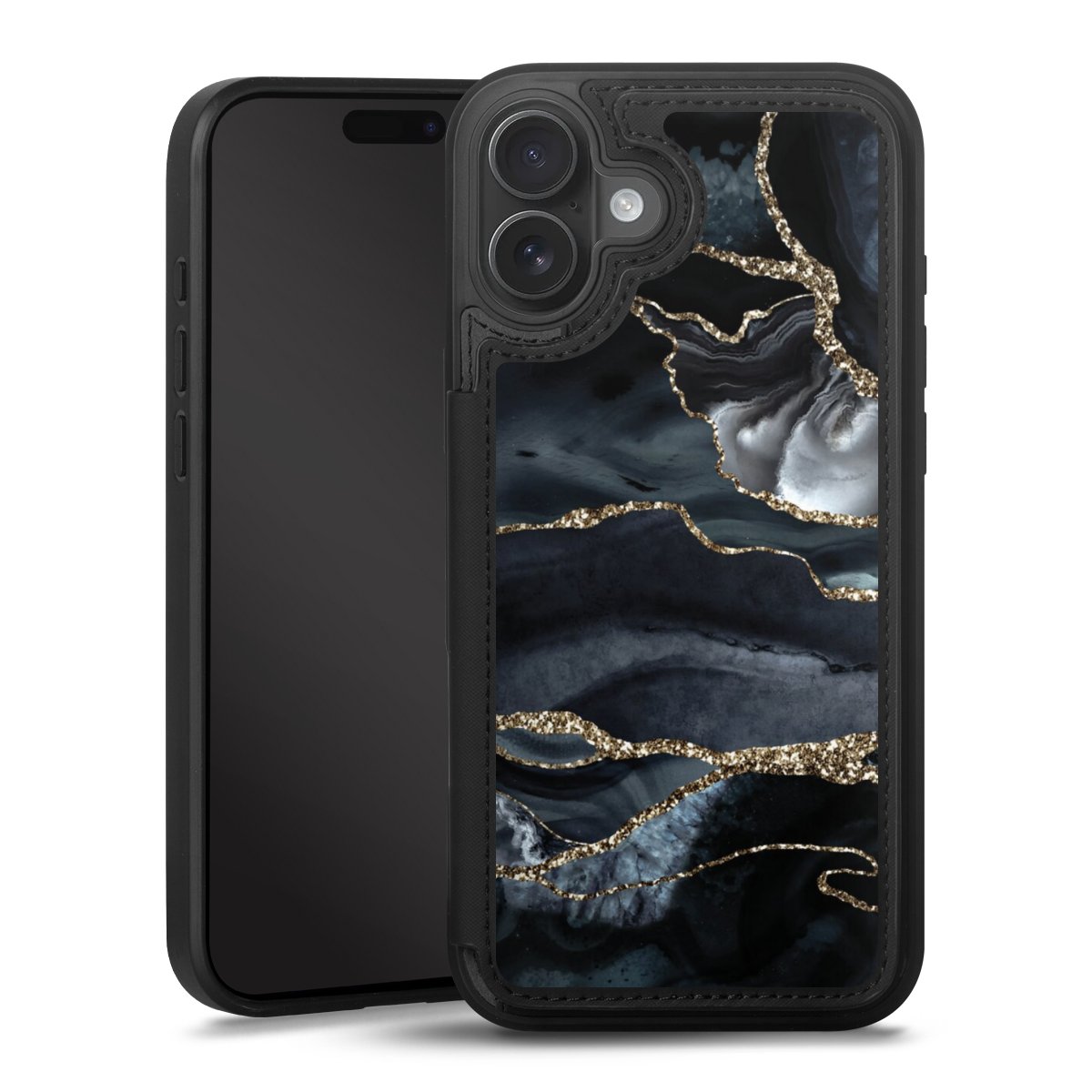 Dunkler Marmor Gold Glitzerlook