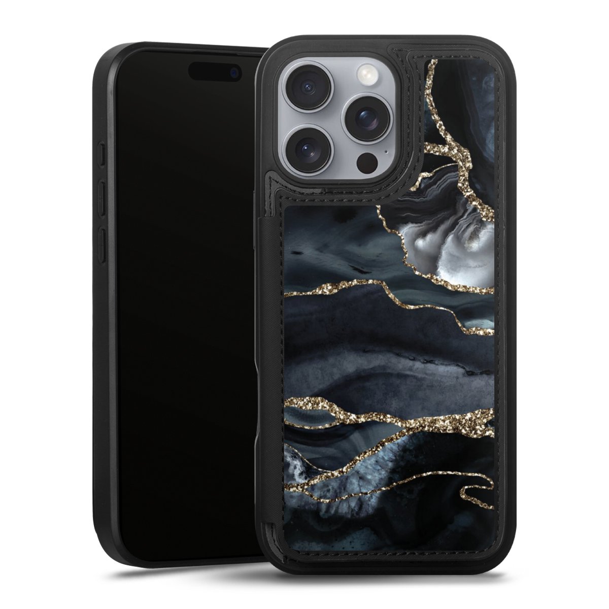 Dunkler Marmor Gold Glitzerlook