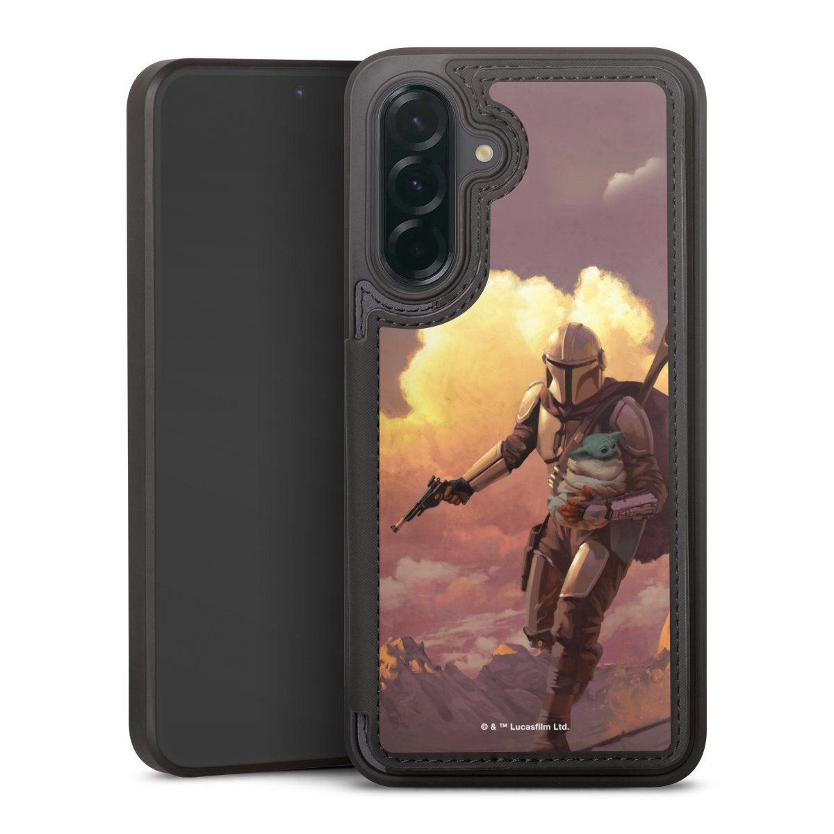 Les nuages ​​du coucher du soleil Mandalorien et Grogu