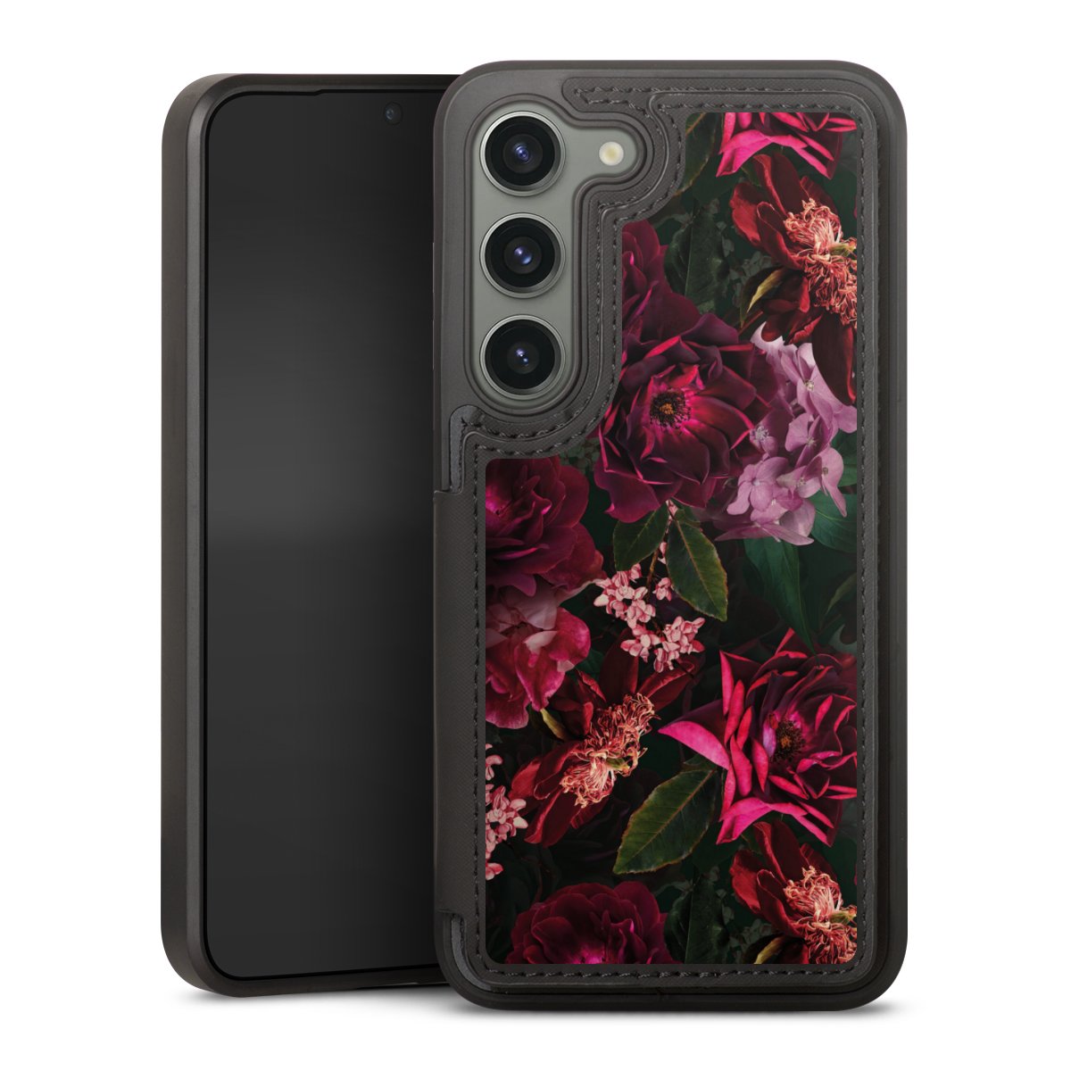 Fleurs rouge foncé et roses