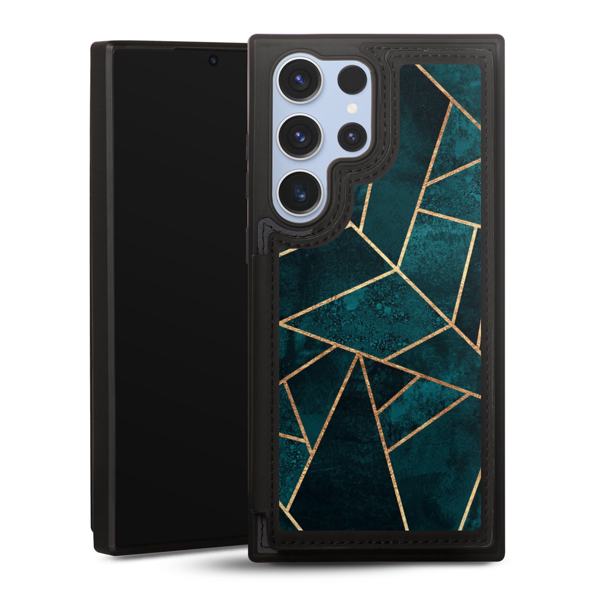 Tief Blaugrün Stein Gold Druck