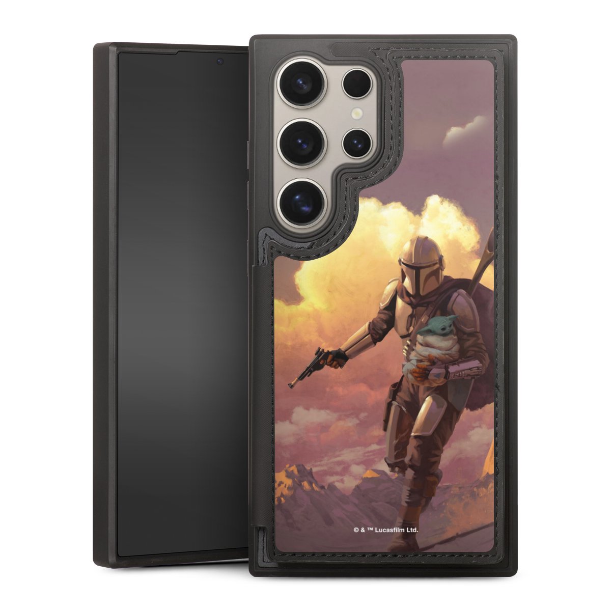 Les nuages ​​du coucher du soleil Mandalorien et Grogu