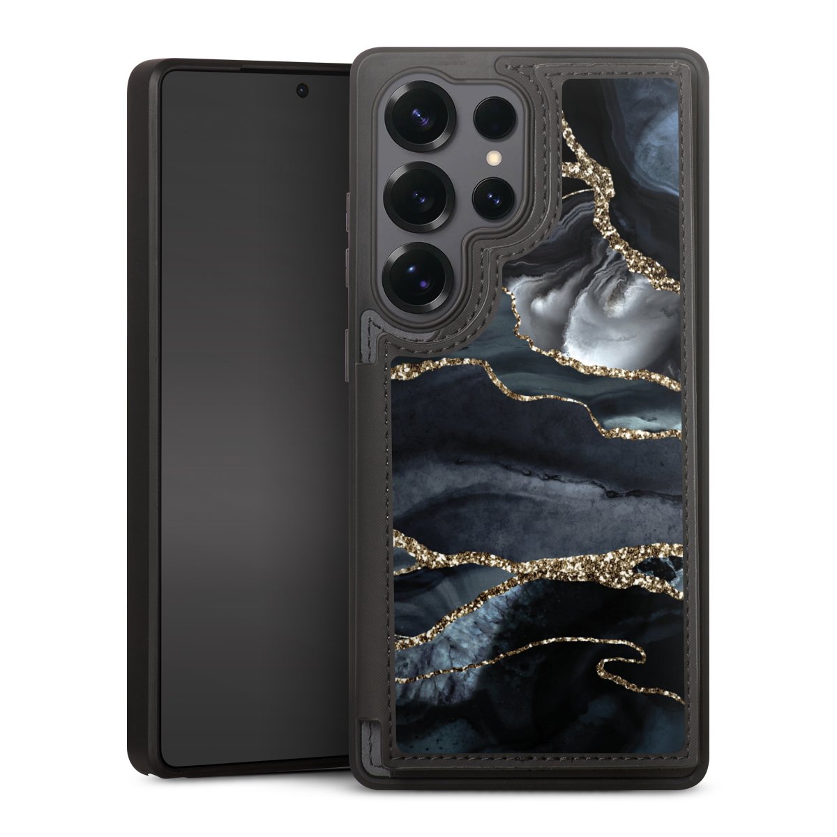 Dunkler Marmor Gold Glitzerlook