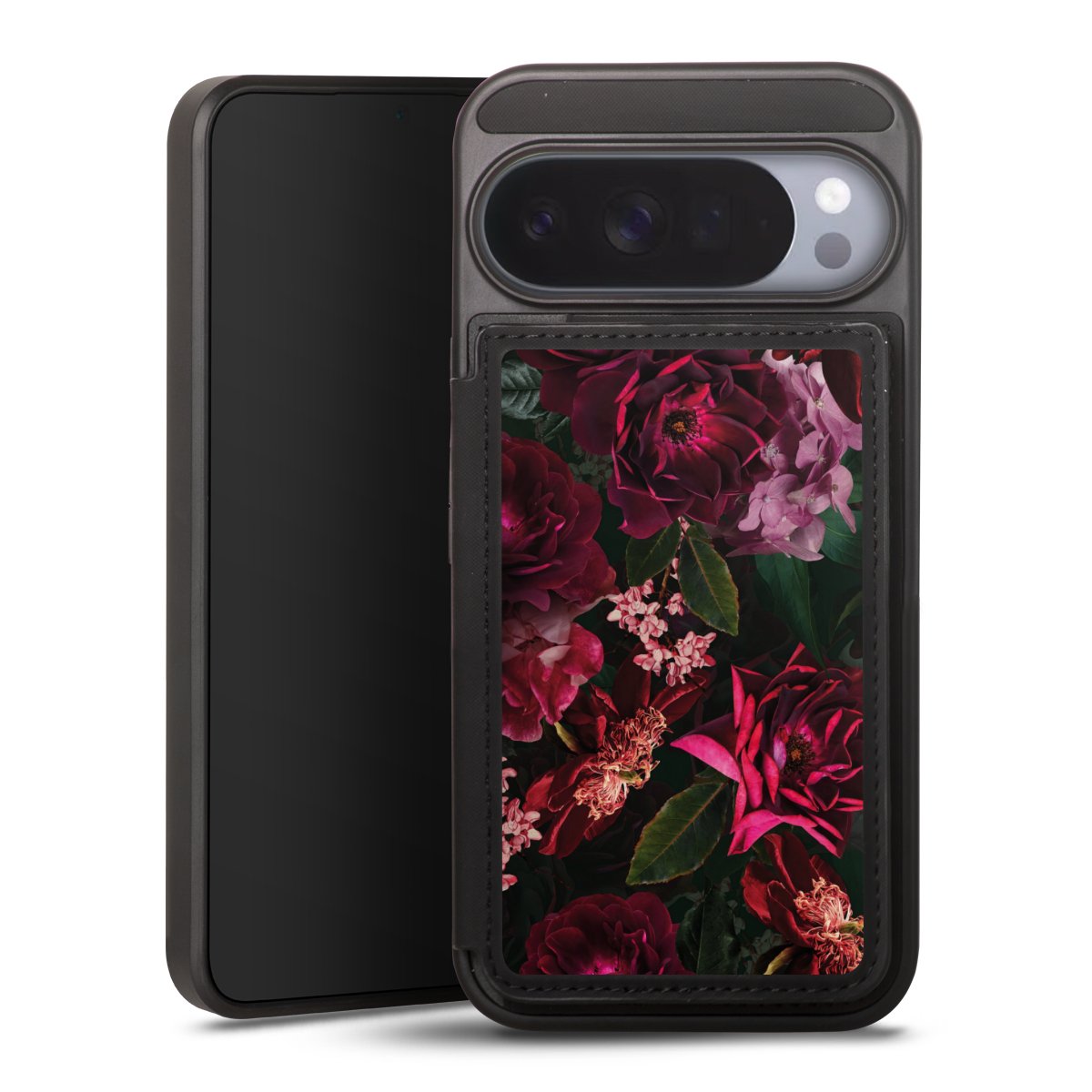 Fleurs rouge foncé et roses