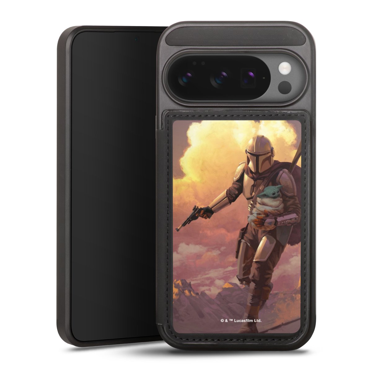 Les nuages ​​du coucher du soleil Mandalorien et Grogu