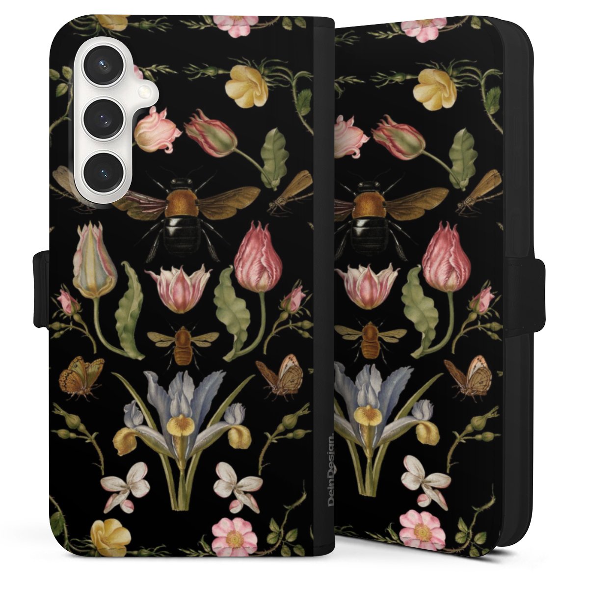 Fleurs Sauvages et Abeilles Fond Noir