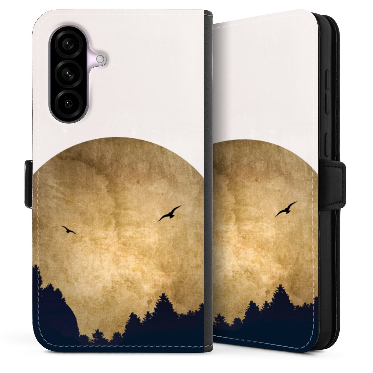 Deux oiseaux et la lune