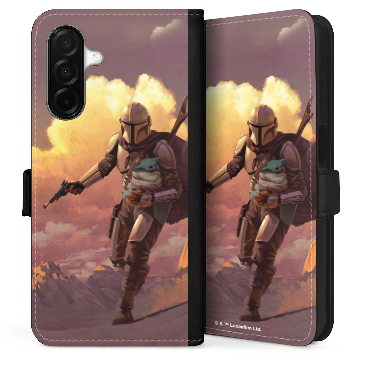 Les nuages ​​du coucher du soleil Mandalorien et Grogu