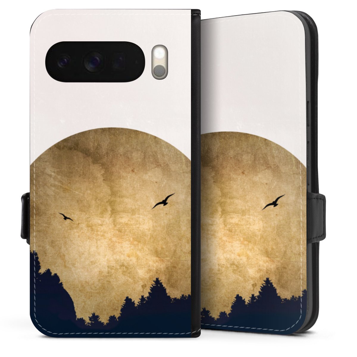 Deux oiseaux et la lune