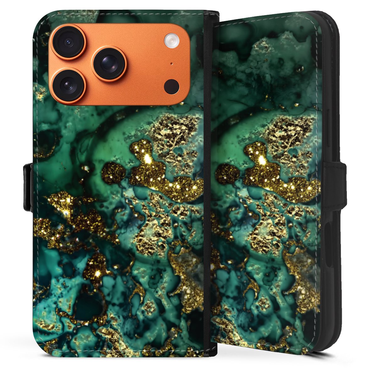 Aspetto marmorizzato ciano glitterato