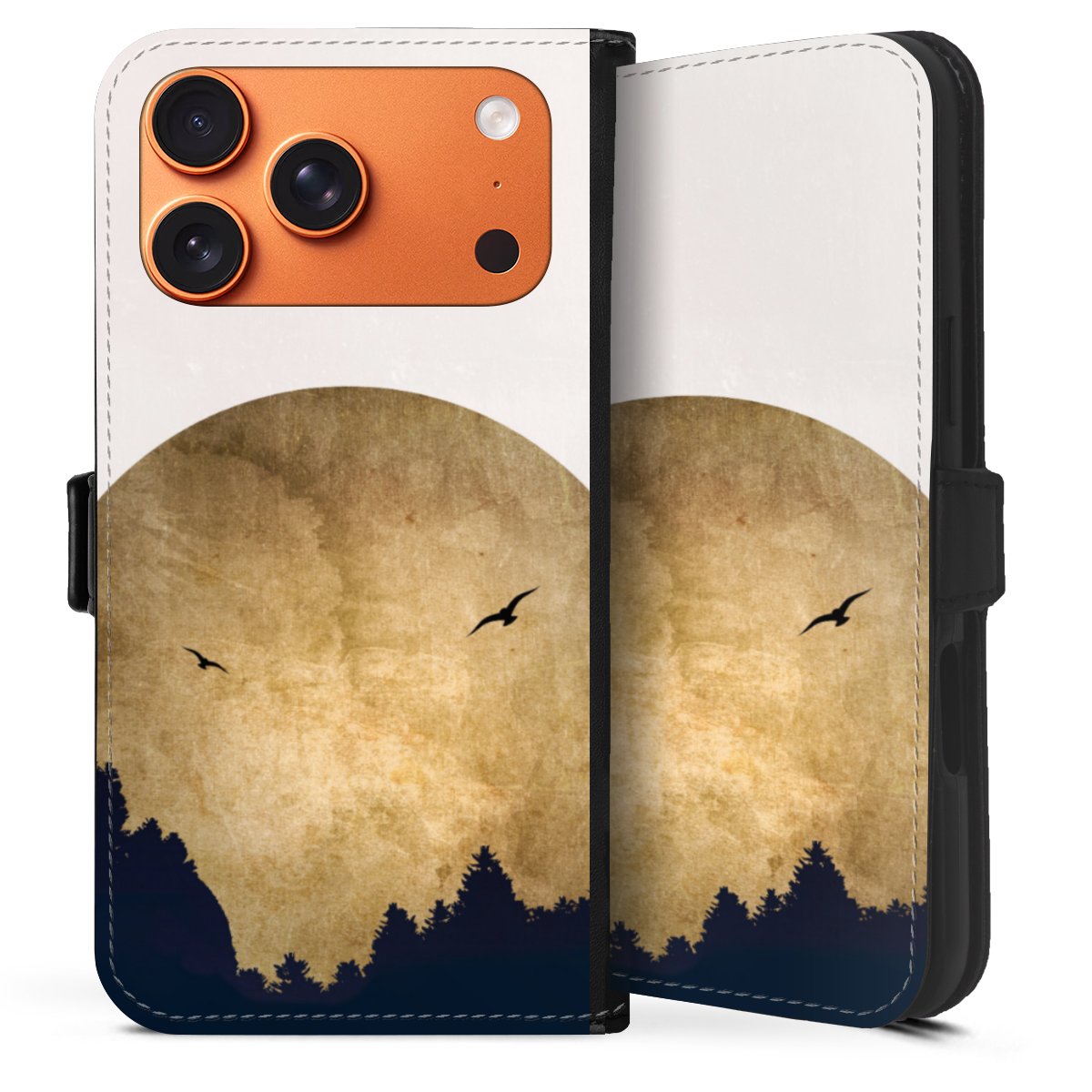 Deux oiseaux et la lune
