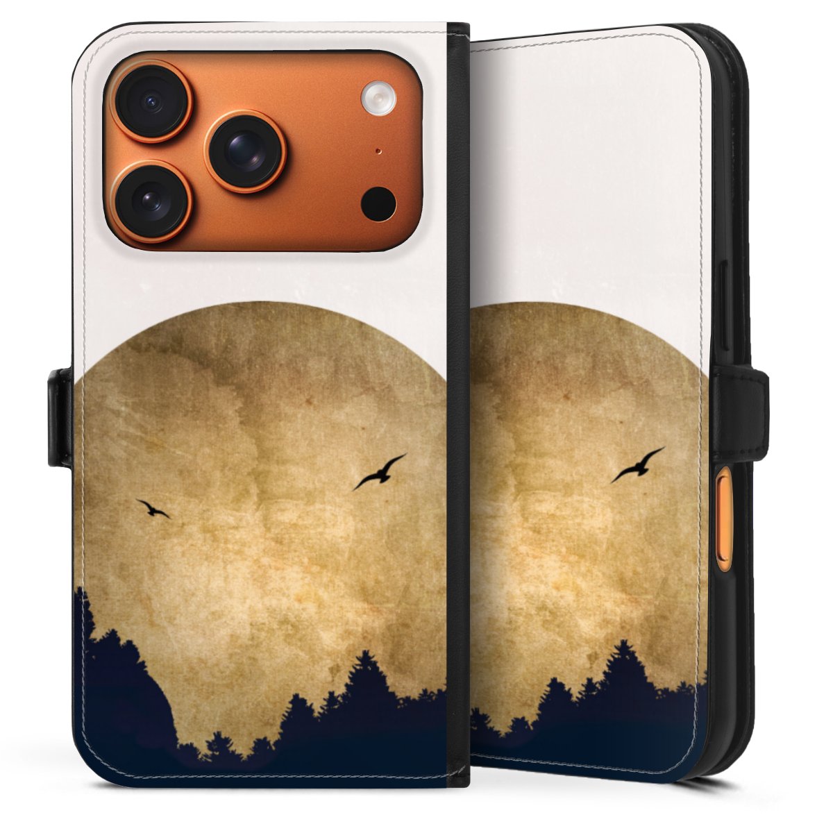 Deux oiseaux et la lune