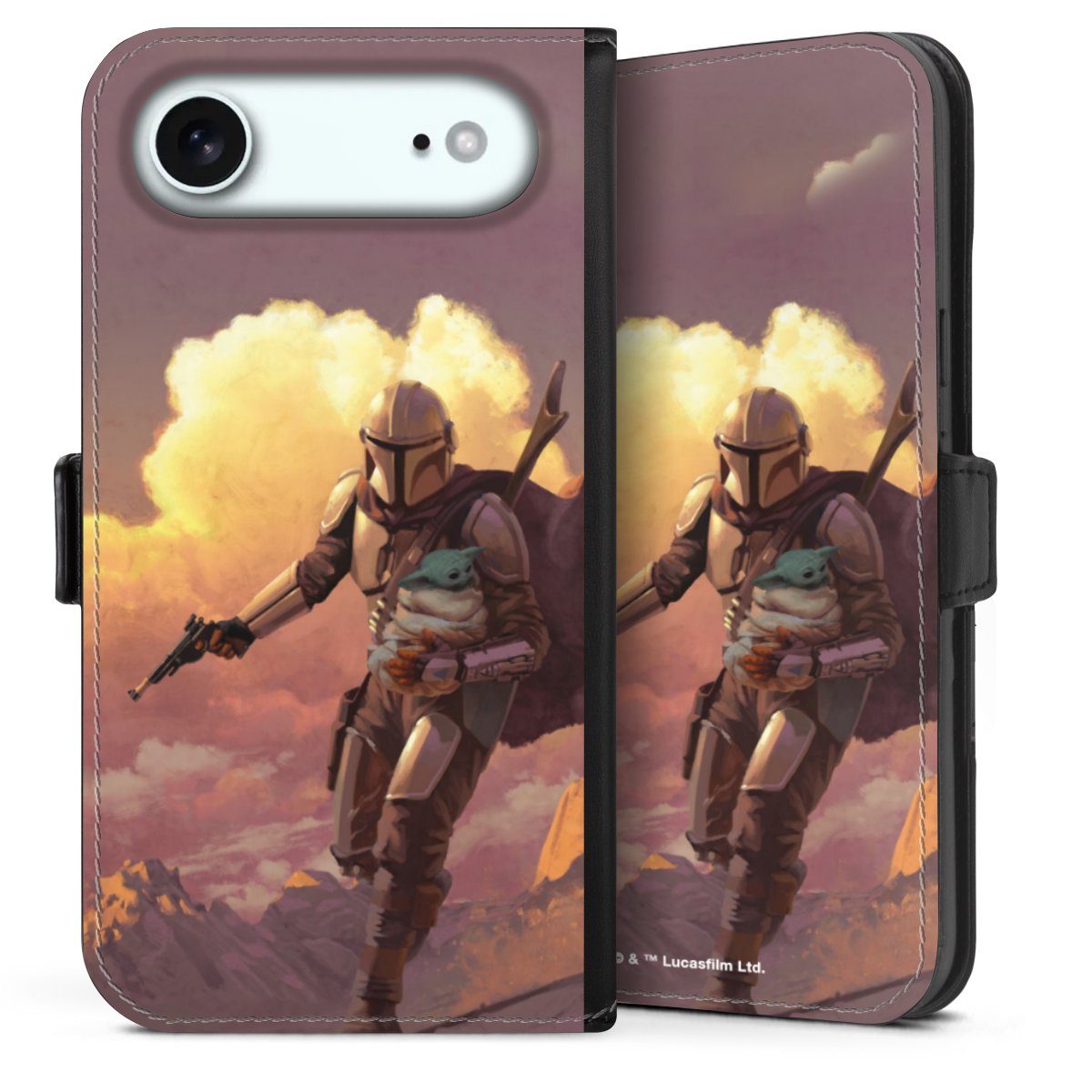 Les nuages ​​du coucher du soleil Mandalorien et Grogu