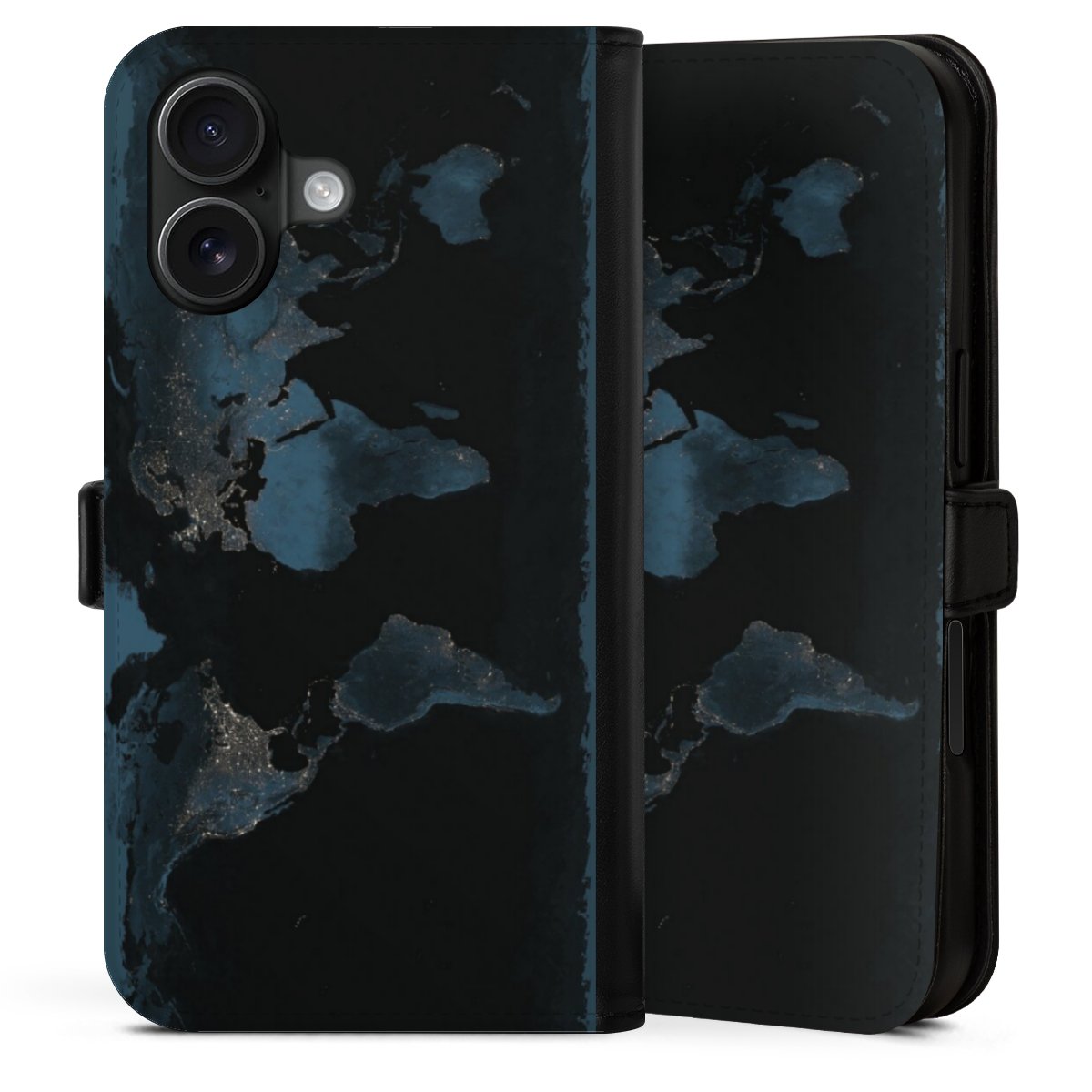 Mappa del mondo con luce notturna