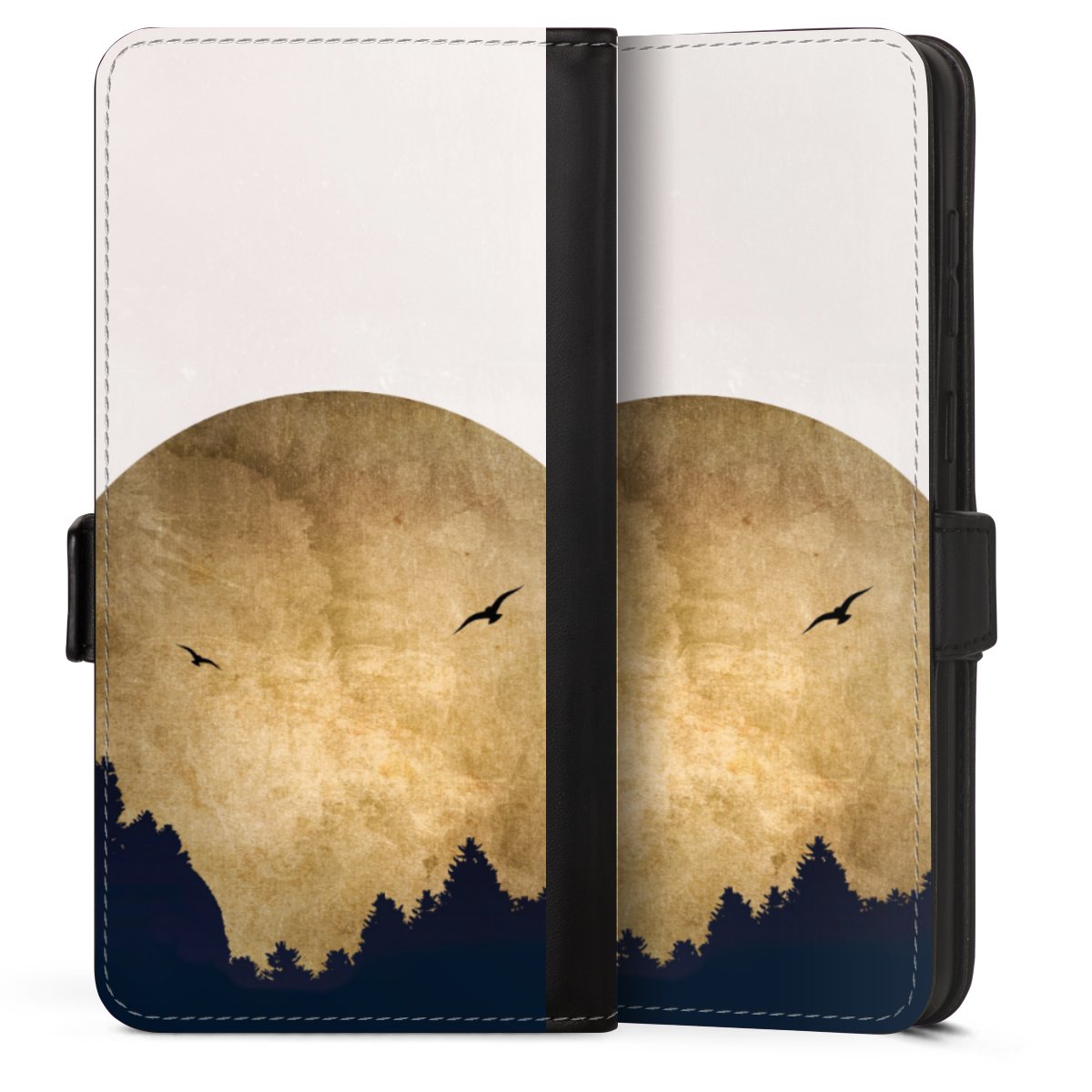 Deux oiseaux et la lune