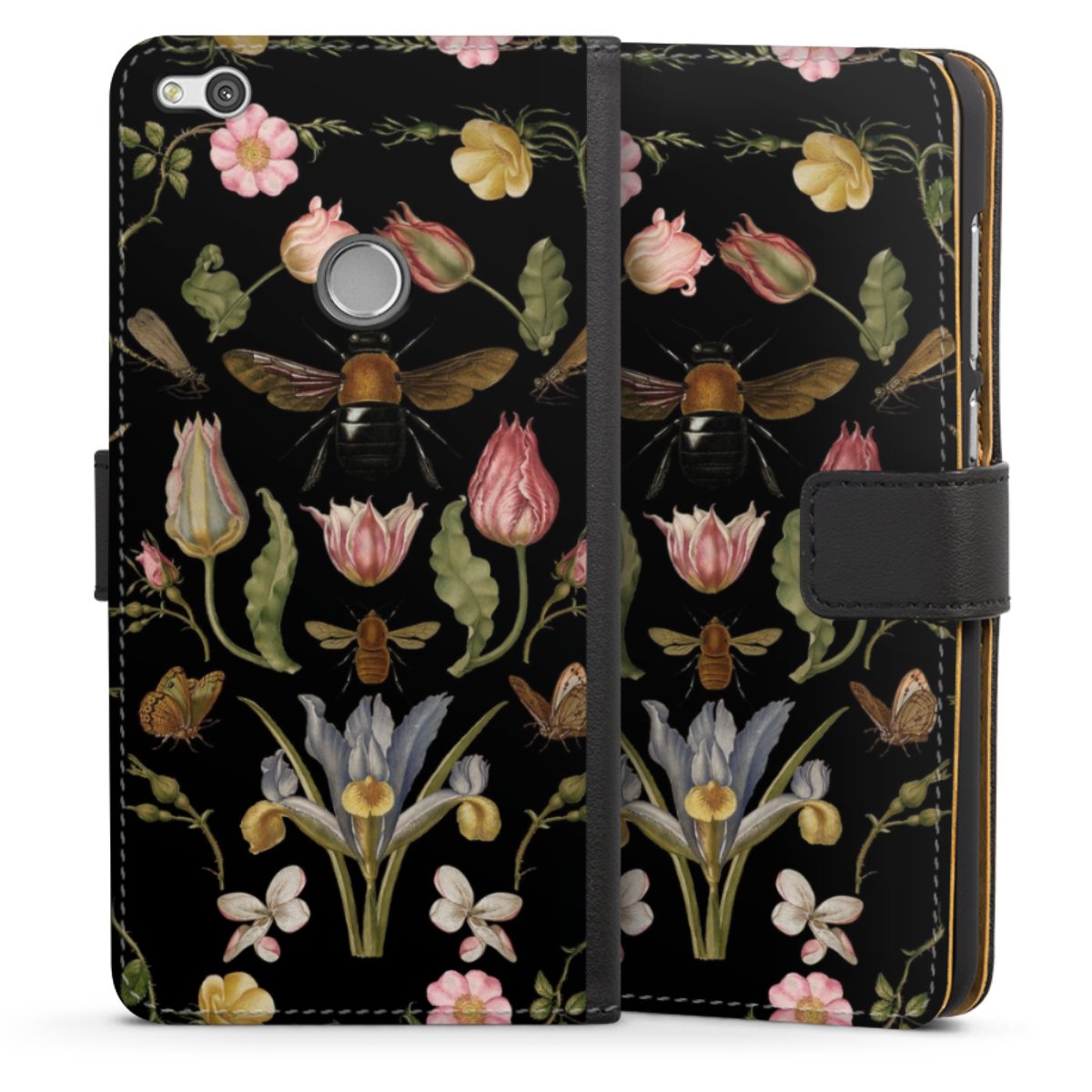 Fleurs Sauvages et Abeilles Fond Noir