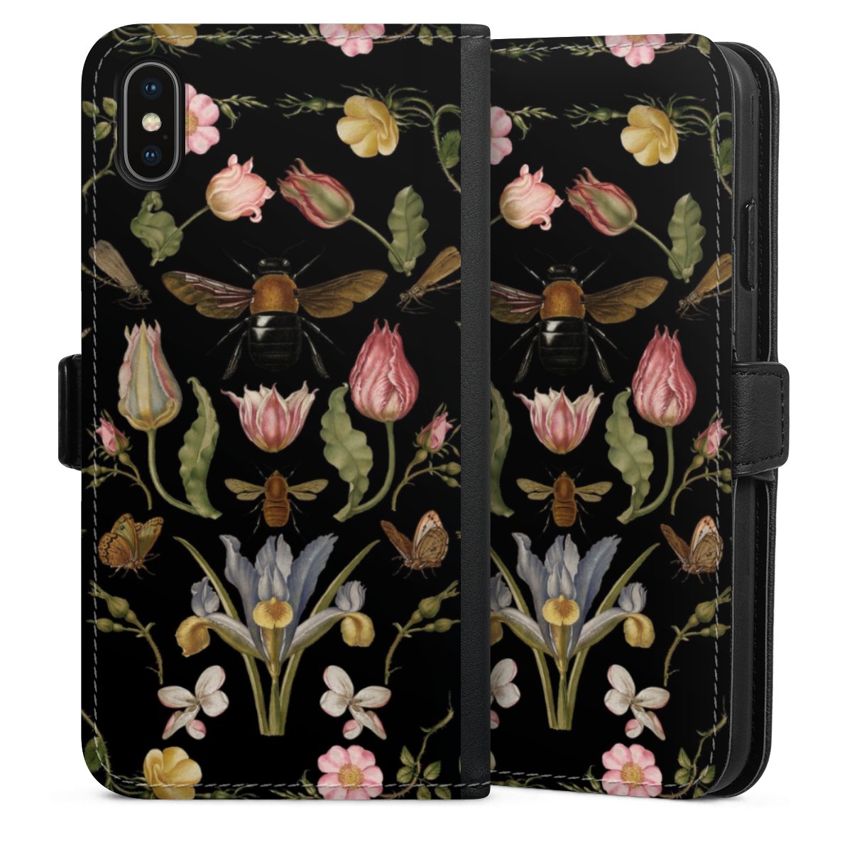 Fleurs Sauvages et Abeilles Fond Noir