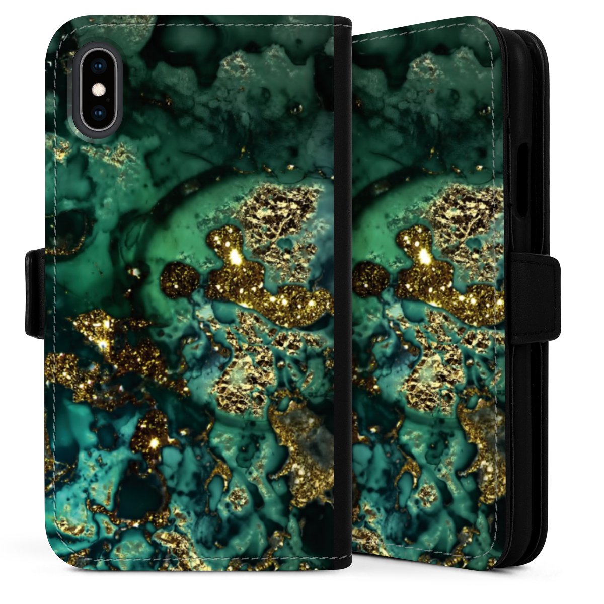 Aspetto marmorizzato ciano glitterato