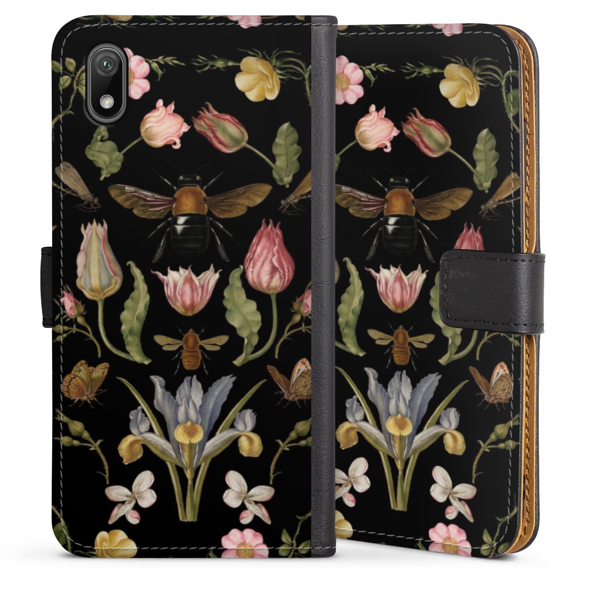 Fleurs Sauvages et Abeilles Fond Noir