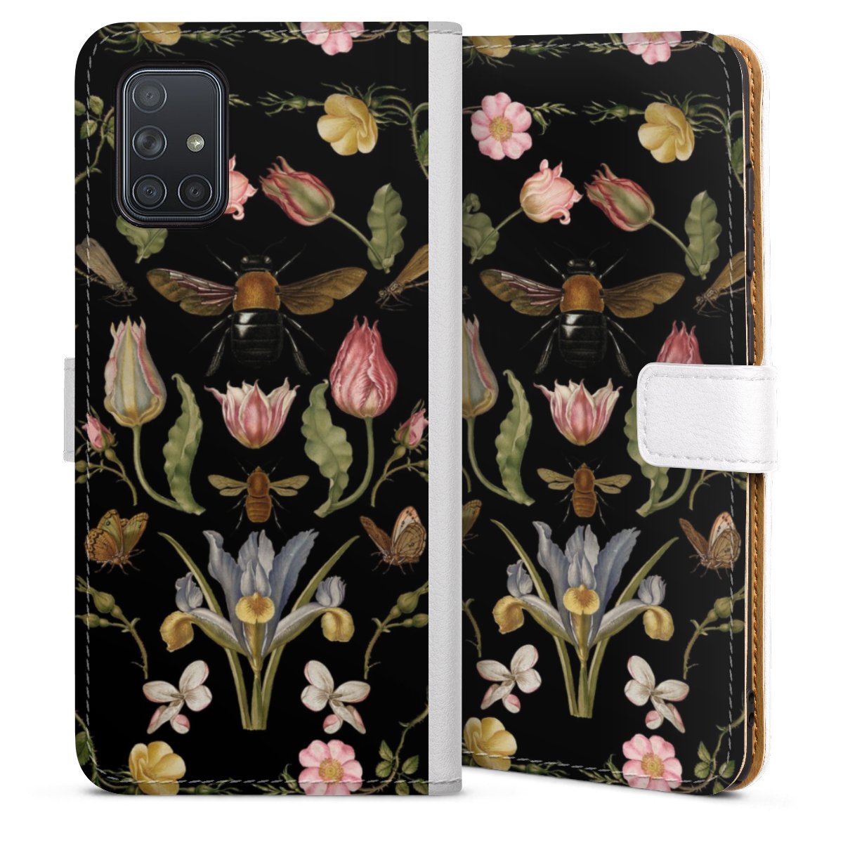 Fleurs Sauvages et Abeilles Fond Noir