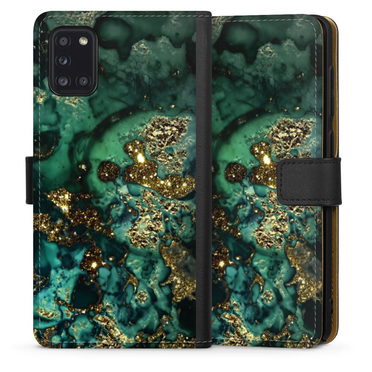 Aspetto marmorizzato ciano glitterato