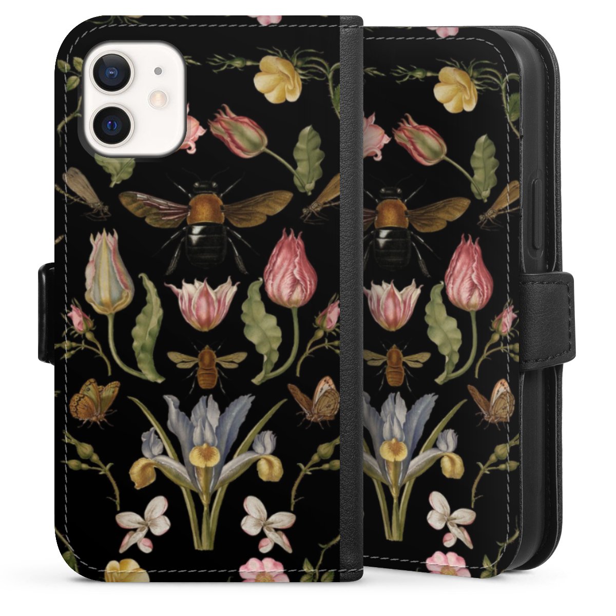 Fleurs Sauvages et Abeilles Fond Noir