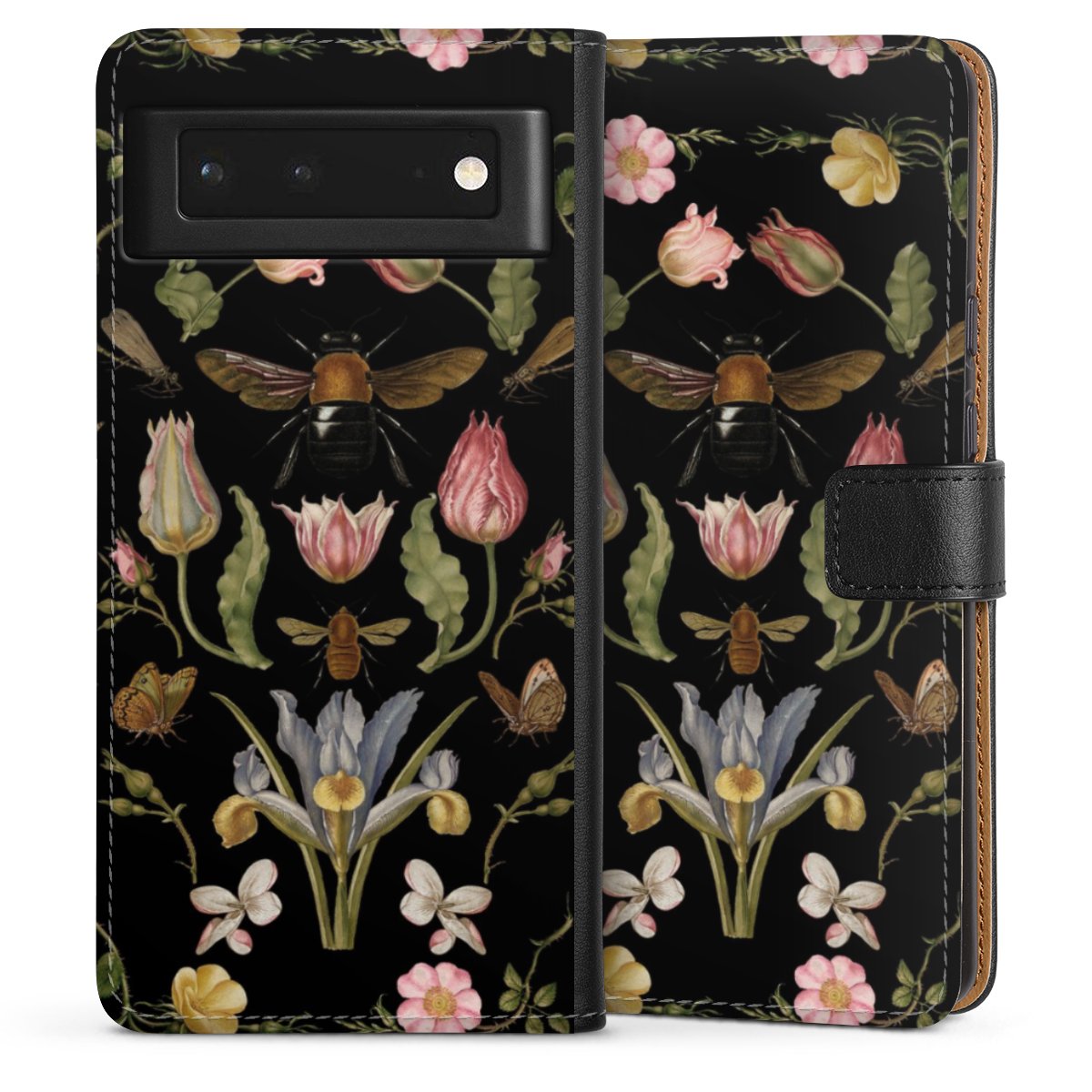 Fleurs Sauvages et Abeilles Fond Noir