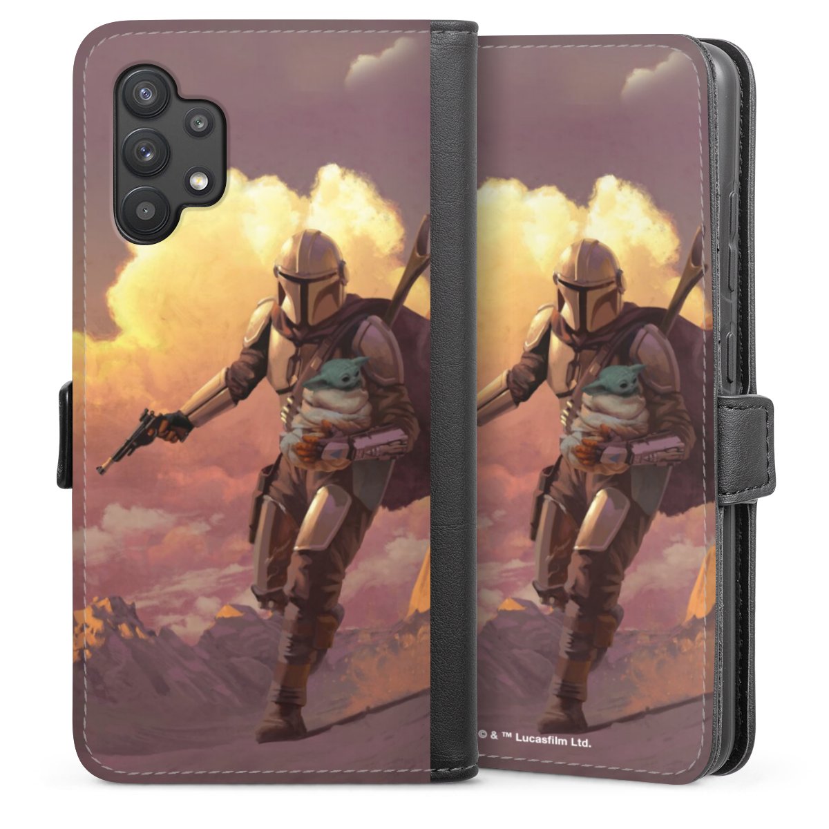 Les nuages ​​du coucher du soleil Mandalorien et Grogu