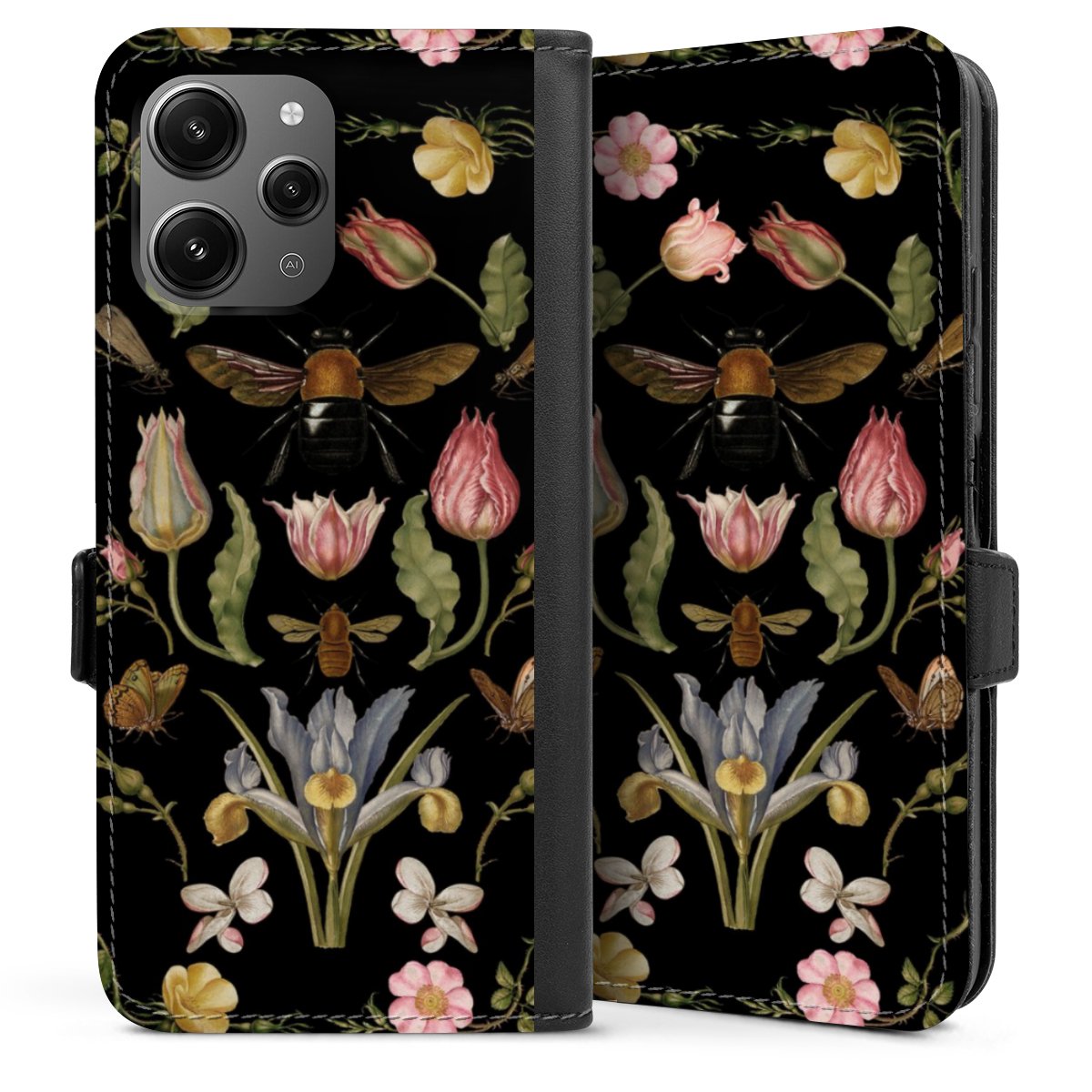 Wildblumen und Biene Schwarz