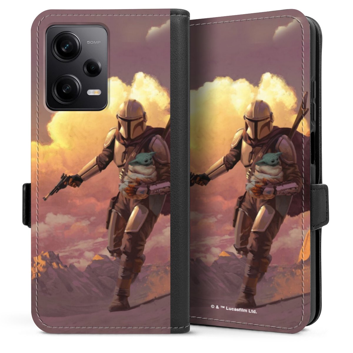 Les nuages ​​du coucher du soleil Mandalorien et Grogu