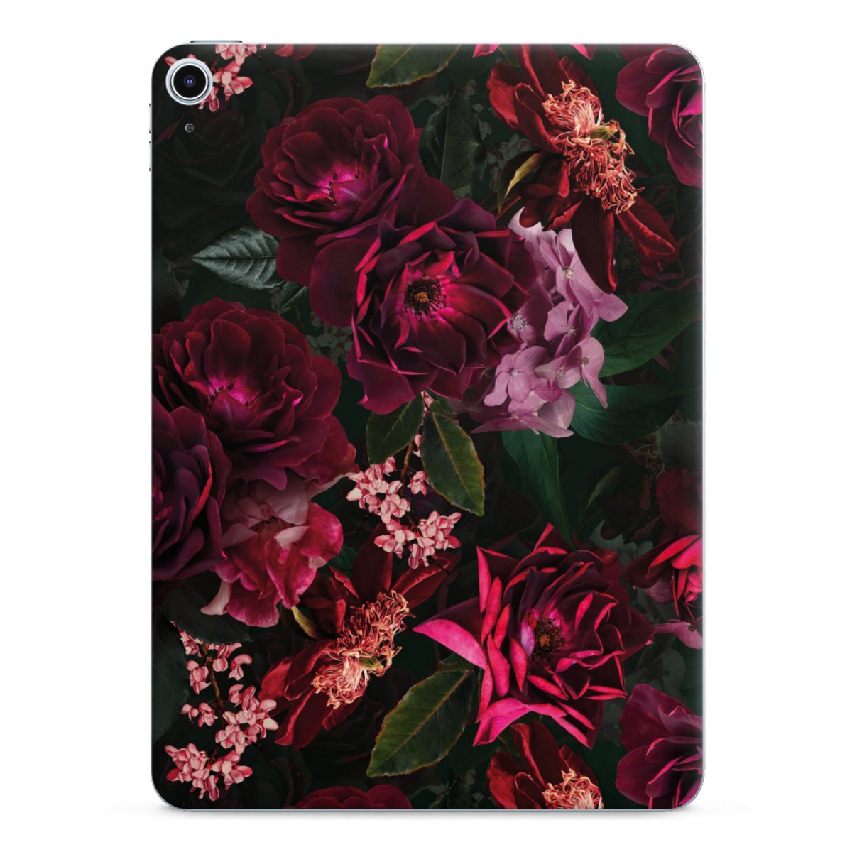 Fleurs rouge foncé et roses
