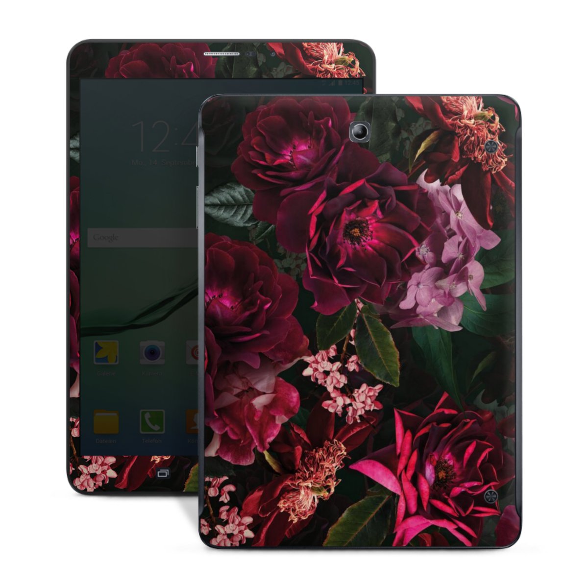 Fleurs rouge foncé et roses