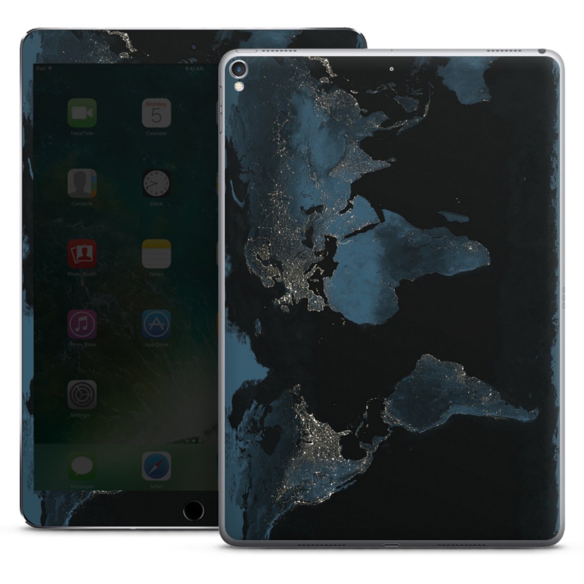 Mappa del mondo con luce notturna