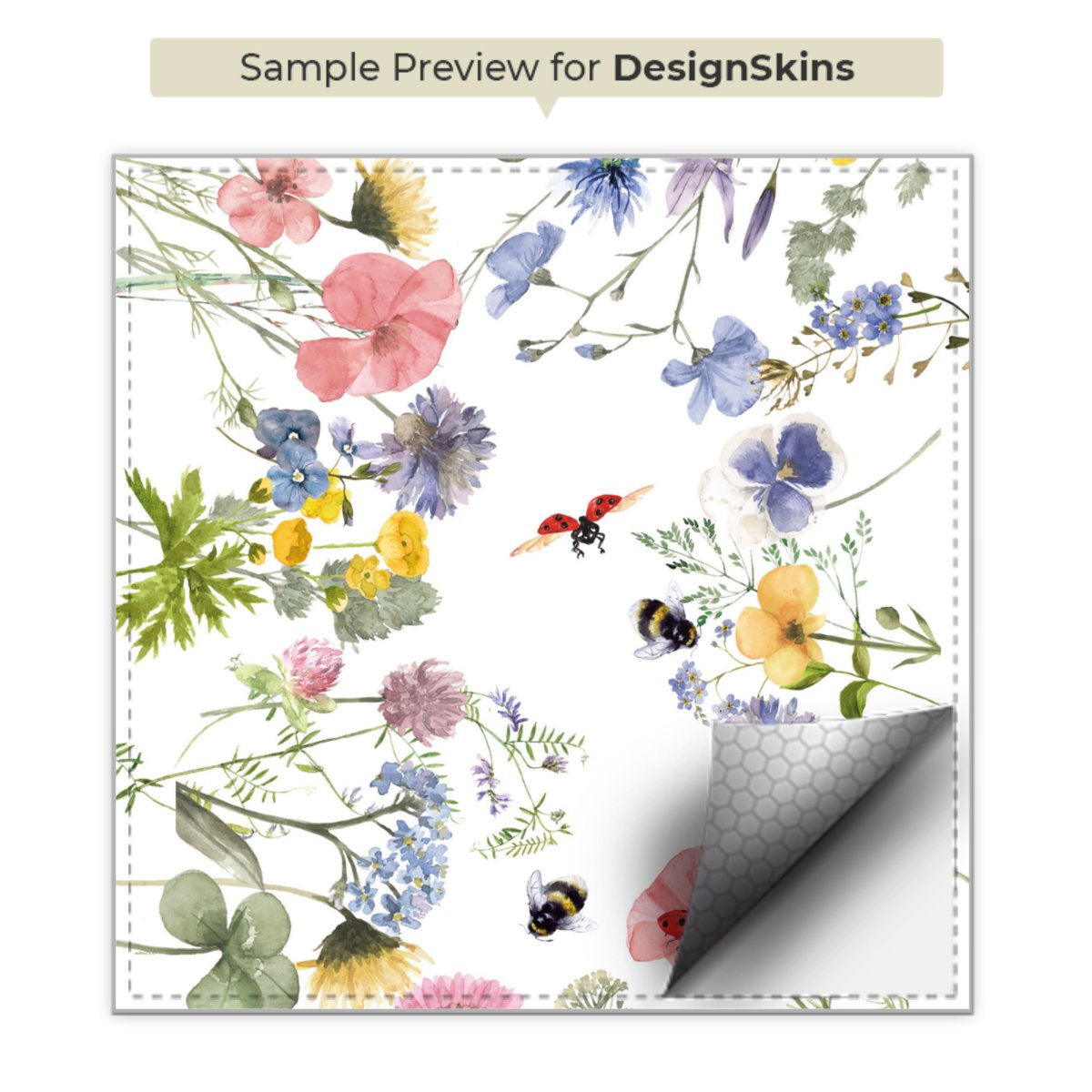 Bunte Frühlingsblumen und Bienen